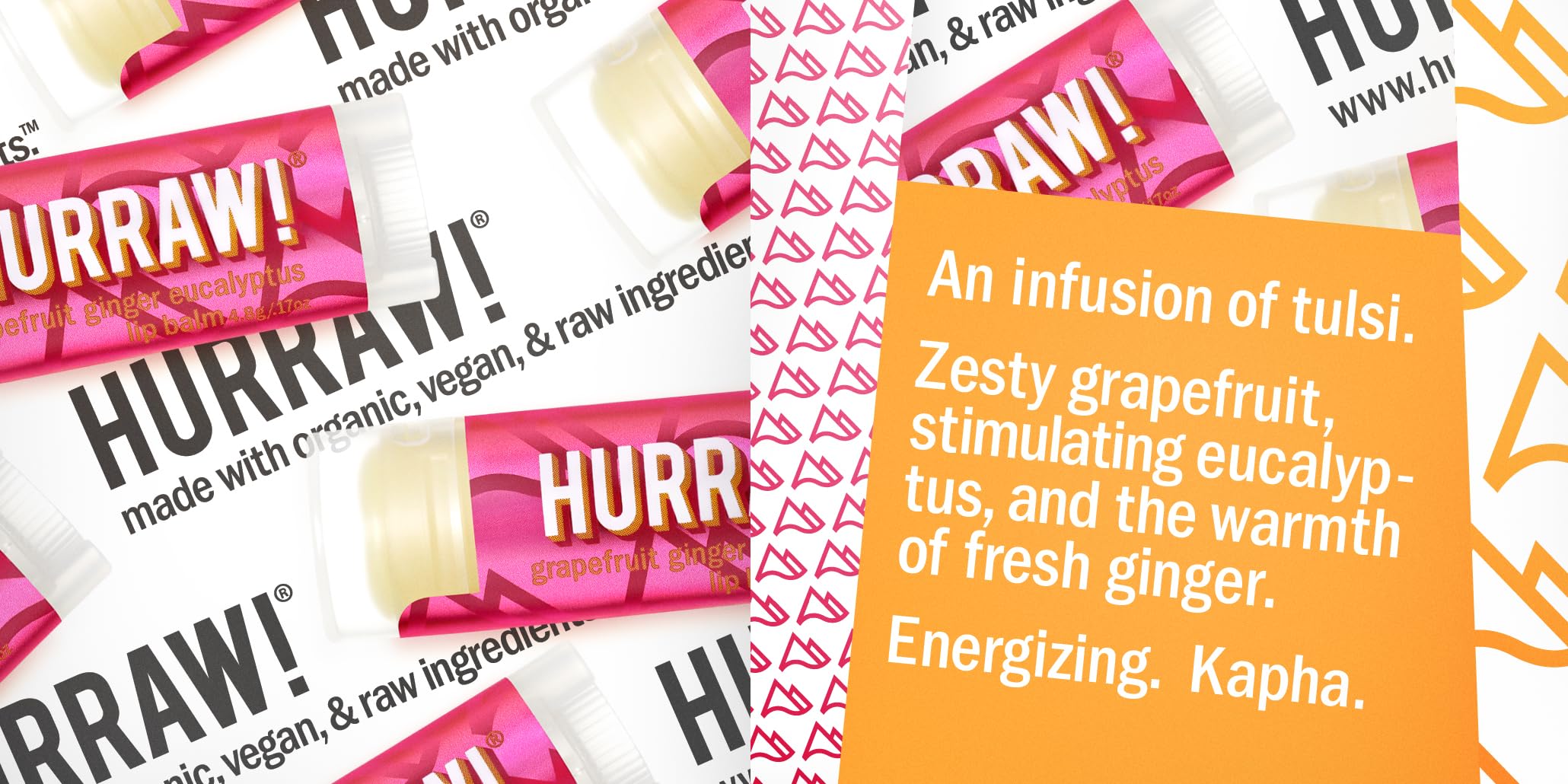 Hurraw! Grapefruit, Ginger, Eucalyptus (Kapha) Lip Balm, 2 Pack: Organic, Certified Vegan, Cruelty and Gluten Free. Non-GMO, 100% Natural Ingredients. Bee, Shea, Soy and Palm Free. Made in USA